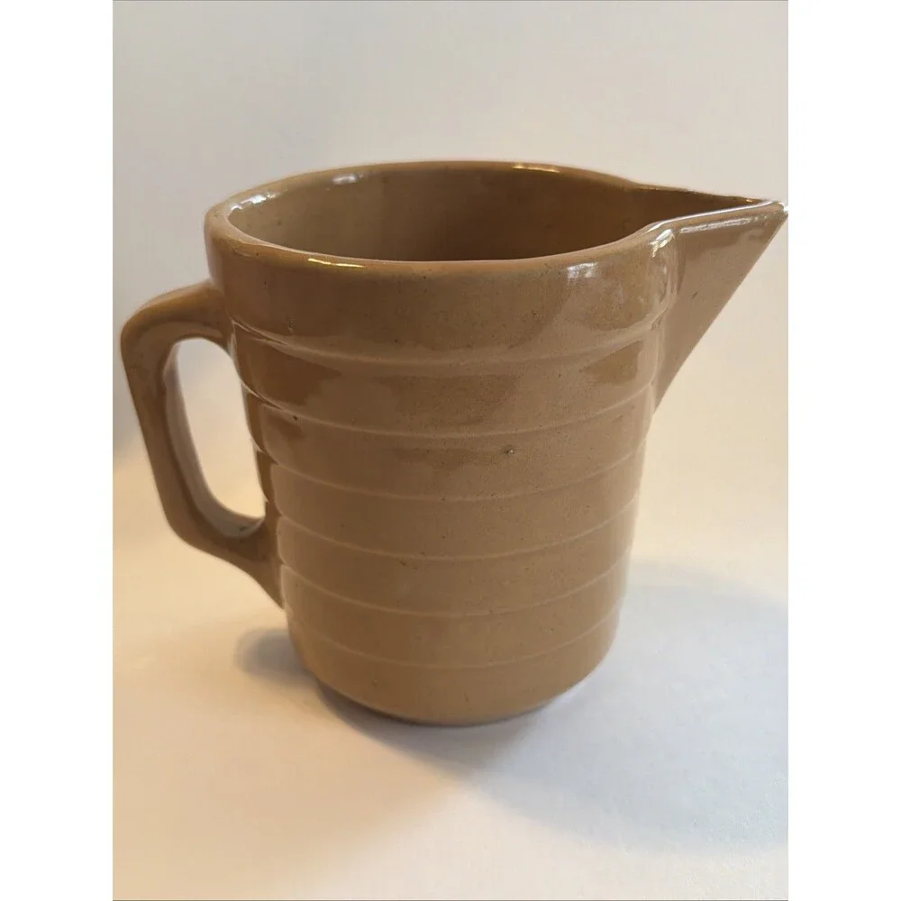 Vintage Ted Steinmetz Eyota MN Advertising Ribbed Pottery Pitcher Primitive